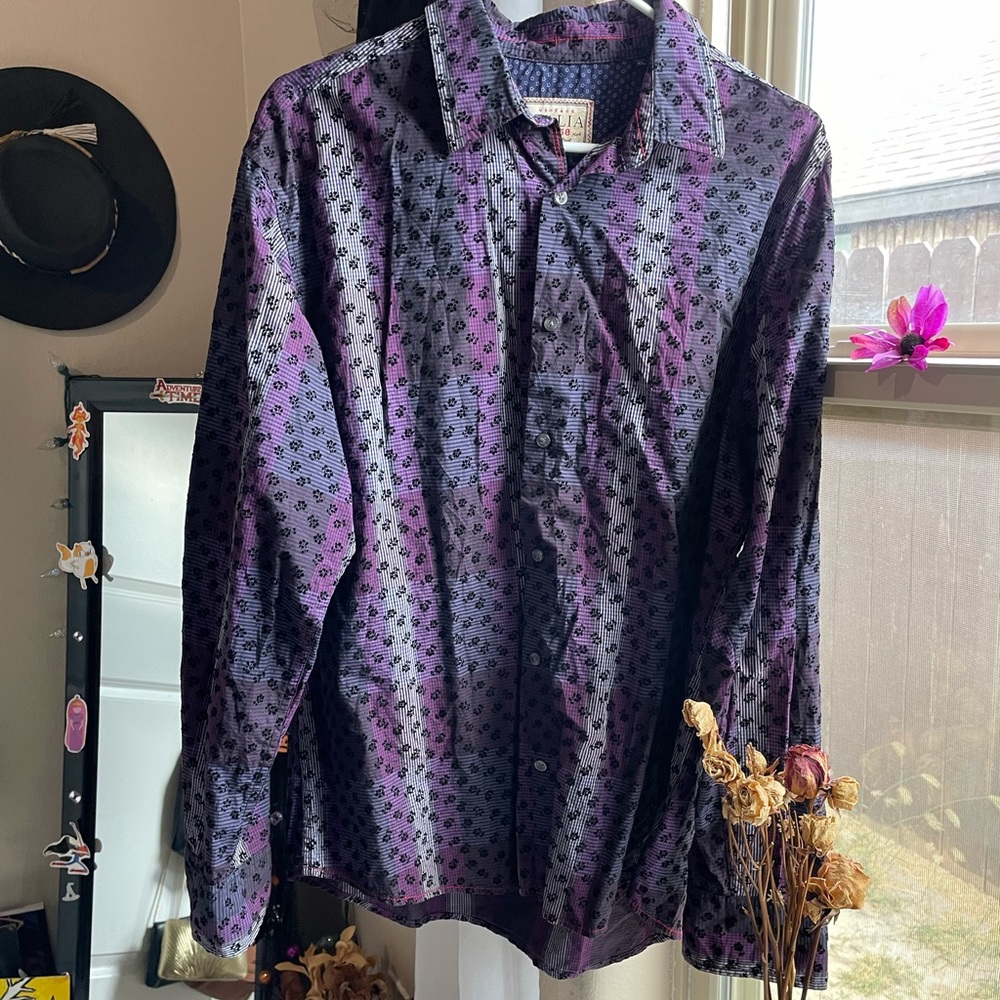 Vintage Italia button down textured purple shirt